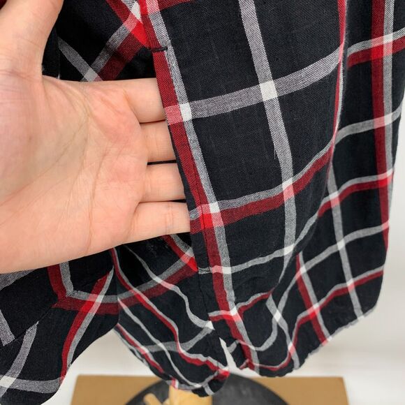 J Jill Shirt Womens Petite Large Multi Plaid Double Cloth Pearl Button Up Tunic - Picture 5 of 15